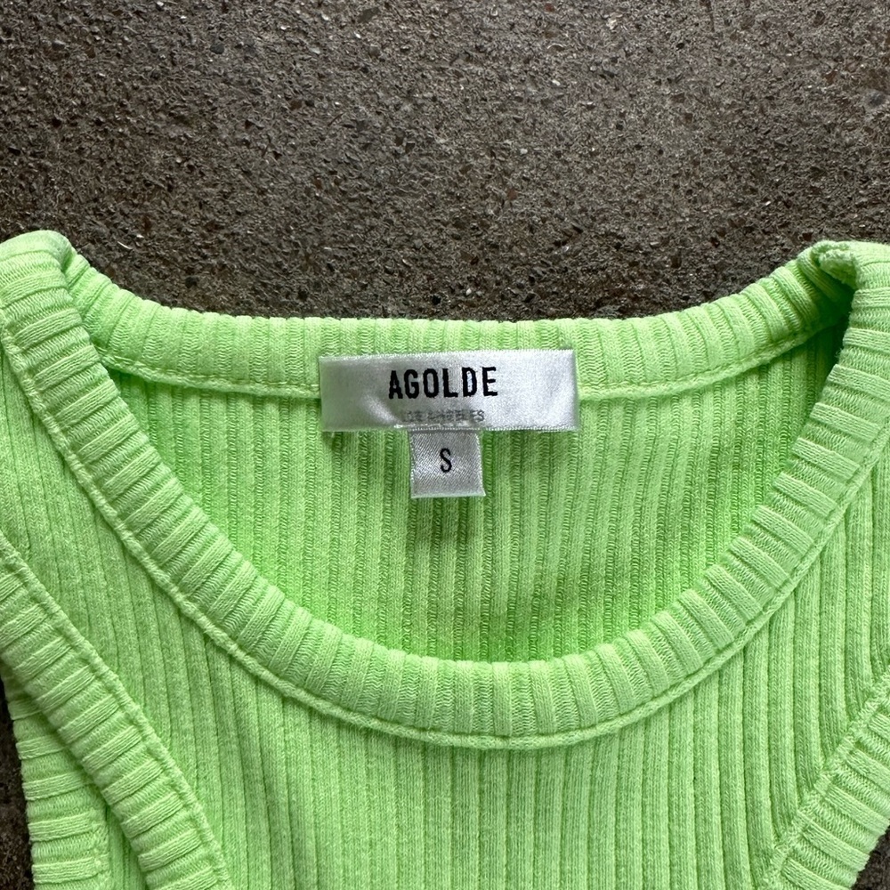 NWT AGOLDE Bea Cutaway Tank Top in Fuji Bright Pale Size Small Ribbed - Picture 11 of 13